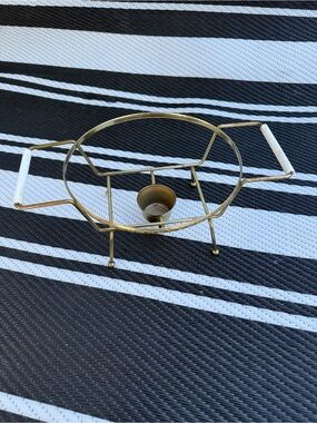 Mid-Century Brass Chafing Stand with Wood Handles